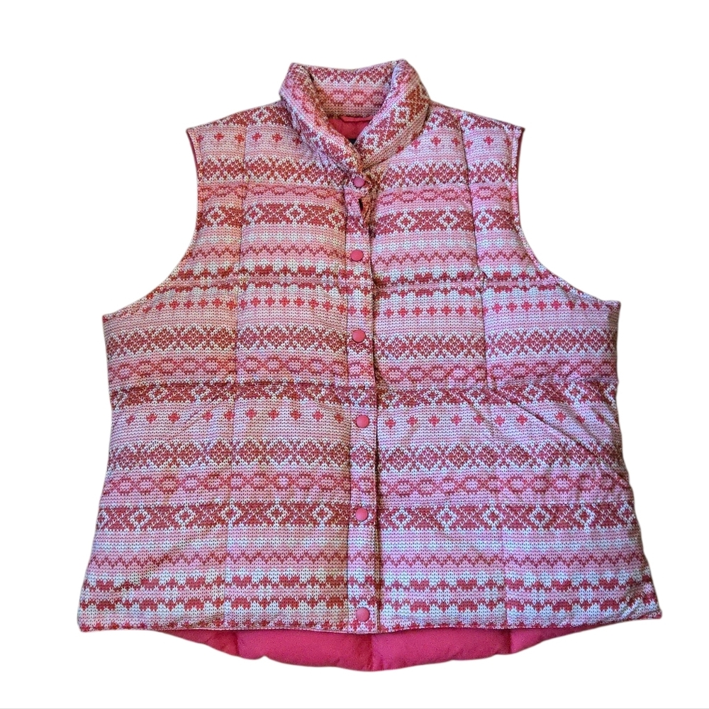 Lands' End Pink and Red Patterned Vest